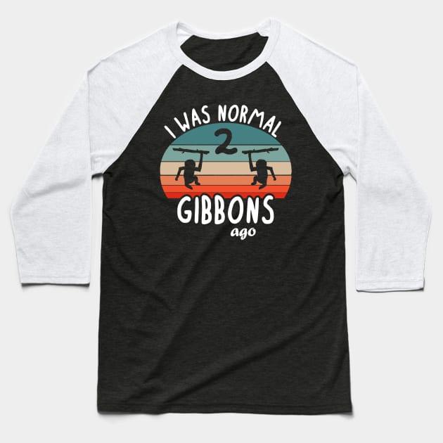 Sunset Retro Gibbon Vintage Design Baseball T-Shirt by FindYourFavouriteDesign